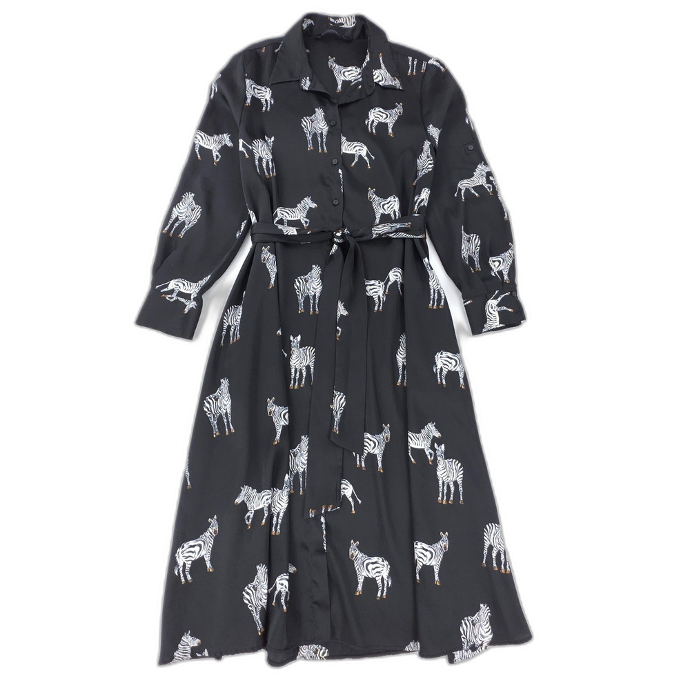Zara Black and White Zebra Print Midi Dress